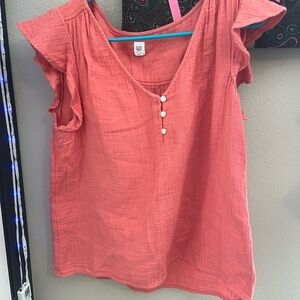 GAP Women's Coral Button-Front Blouse